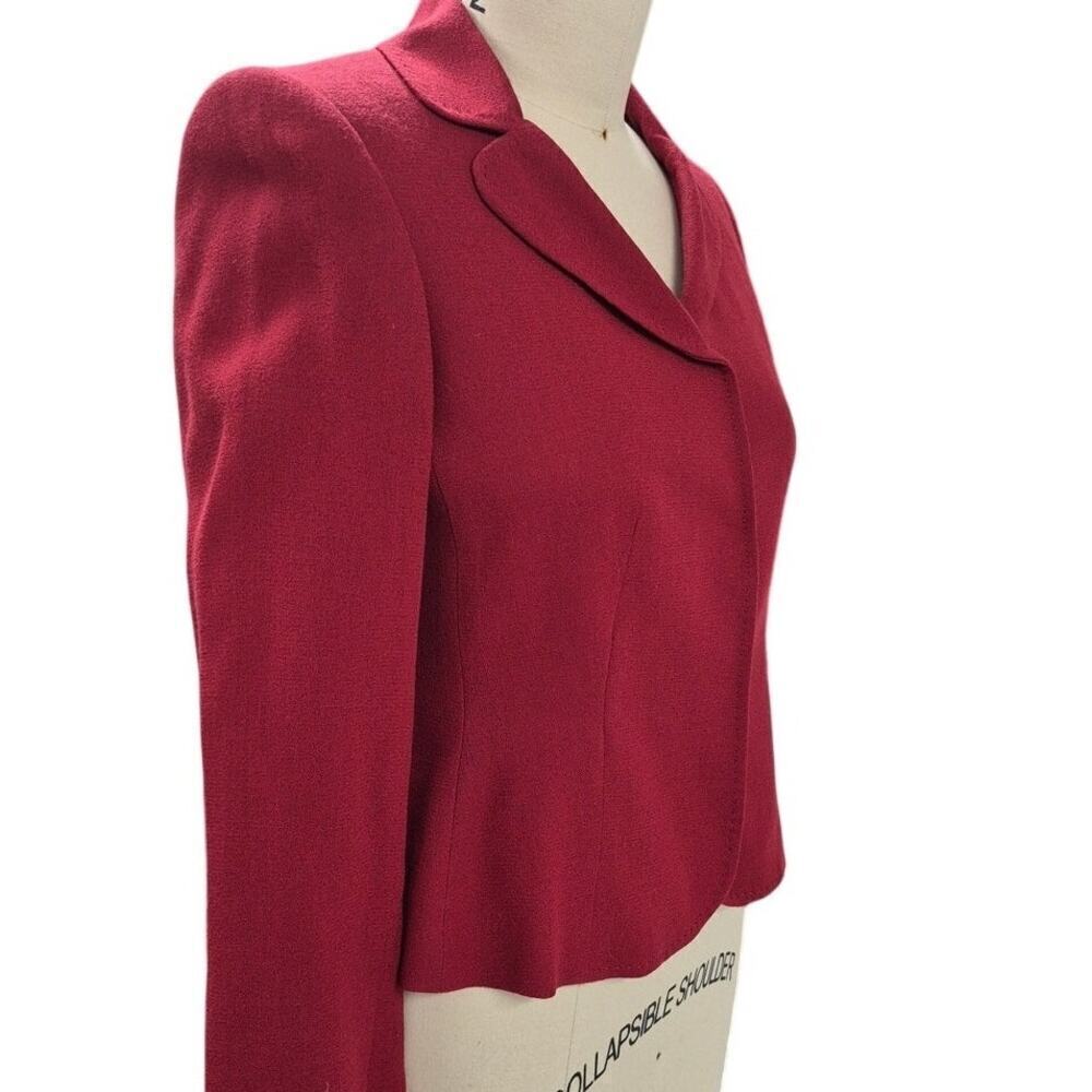 Albert Nipon Cherry Red 100% Wool Blazer Sz 6 Snap Front Gorgeous - Picture 2 of 5